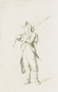 Standing French soldier, French infantry in the Netherlands in 1795, print, A standing French