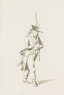 Standing French soldier, French infantry in the Netherlands in 1795, print, A French soldier,