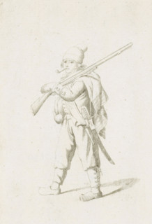 Standing French soldier, French infantry in the Netherlands in 1795, print, A French soldier,