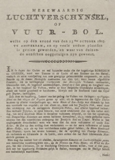 Remarkable Aerial Phenomenon, or Fireball. which on the evening of the 23rd of October 1805. in