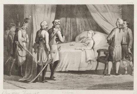 Allegorical tomb monument for Prince William V, 1806, print, died on April 9, 1806. At the prince's
