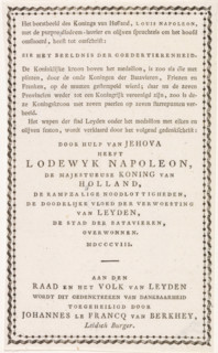 Explanation accompanying the print with the bust of King Louis Napoleon, 1808, text sheet, Text