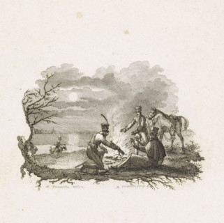 Bivouac of the Gardes d'Honneur, print, Bivouac of some members of Napoleon's honor guard April