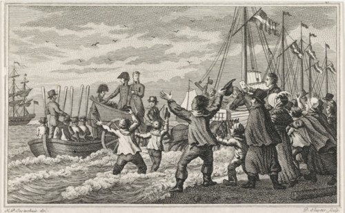 Arrival of the Prince of Orange at Scheveningen, 1813, print, The arrival of Prince William