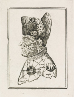 Cartoon of Napoleon, 1813, cartoon, print, Caricature of Napoleon from 1813 in which his face is
