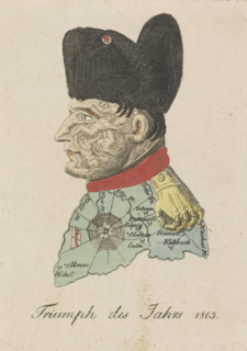 Triumph of the Year 1813, Caricature of Napoleon, 1813, cartoon, print, Caricature of Napoleon from