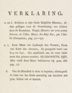 Explanation, Explanation accompanying the print with the silver coins found on the beach near