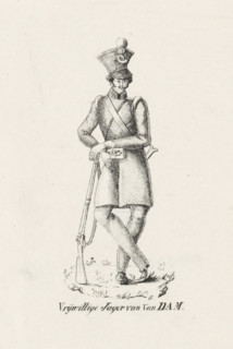 Volunteer Hunter of Van Dam, 1830, Volunteer Hunter of Van Dam 1830, print, costume print, Uniform