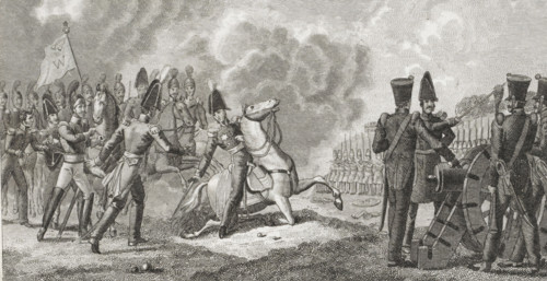 Battle of Boutersem, 1831, print, The horse of the Prince of Orange is wounded in the Battle of