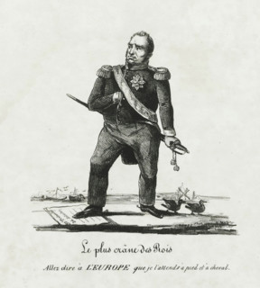 The bravest of Kings, The bravest king, 1831, print, Cartoon of King William I after the rejection