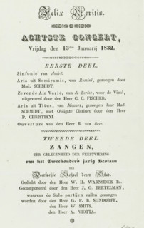 Program of the concert at the second centenary of the Athenaeum Illustre in Amsterdam, 1832, Felix