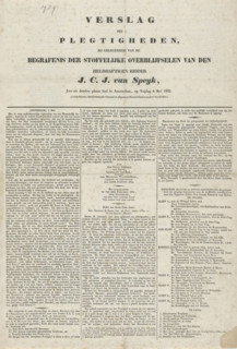 Report of the Ceremonies on the occasion of the burial of the remains of the heroic knight JCJ van