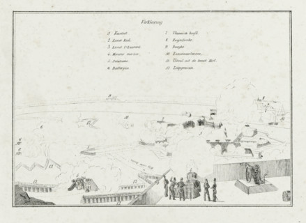 Key to the print of the siege of the Citadel of Antwerp, December 1832, print, Key or explanation