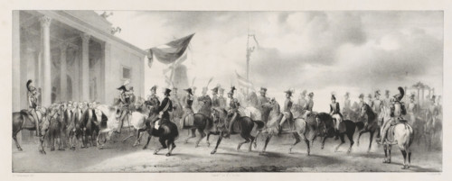 Entry of H.M. into the Willemspoort in Amsterdam, on 27 November 1840, print, Entry of King William