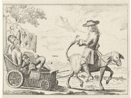 Cartoon on the French loss of Dendermonde, 1706, Pasquin the Posr-ryder, in the Cradle and Marforio