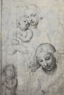 Photo reproduction of a drawing depicting Mary and Child, photograph, reproduction, page,