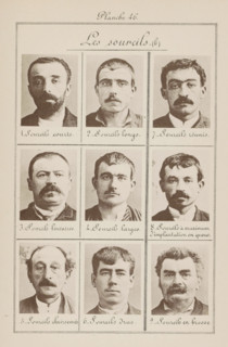 Nine male heads in front view, arranged according to the shape of their eyebrows, Les sourcils (b),