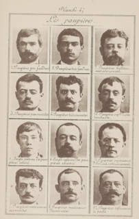 Twelve male heads in front view, arranged according to the shape of their eyelids, Les paupières,