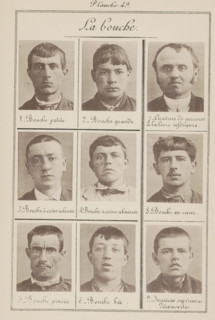 Nine male heads in front view, arranged according to the shape of their mouths, La bouche, page,