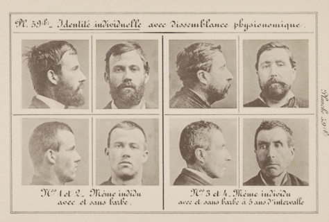 Eight images of two men, taken at different times and with and without facial hair, Individual