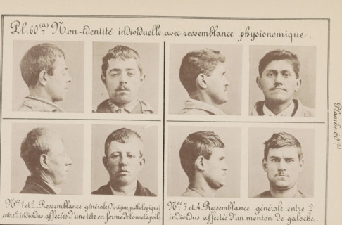 Eight portraits of four men with similar physical characteristics, Non-identité individuelle avec
