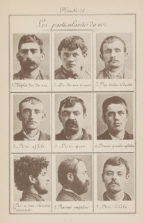 Les particularités du nez, Nine men's heads, page, photomechanical print, Seven in front view,