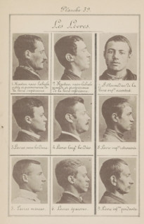 Nine men's heads, arranged according to the shape of their lips, Les Lèvres, page, photomechanical