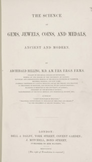 The science of gems, jewels, coins, and medals, ancient and modern, book, name: 'Ex librs CJ