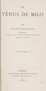 La Vénus de Milo, book, inscription: 'Sanatorium du Clergé de France, (Eccli. 18.6)', writer