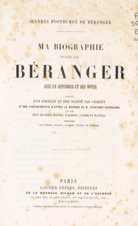 Oeuvres posthumes de Béranger: ma biographie écrit par Béranger, book, name: 'ex libris SFJ',