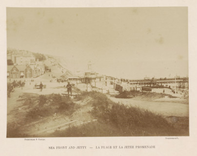 Sea front and jetty, photograph, page, photographer: Debenham & Gould, Bournemouth, c. 1876 - in or