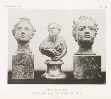 Bust of Silenus and two vases in the shape of a head, Buste de Silène Vases de bain en forme de