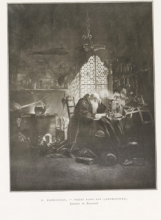 Faust in his laboratory, Faust dans son laboratoire, page, photomechanical print, photographer: