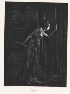 Woman with a knife in hand, depicting the Revenge, Vengeance, page, photomechanical print,