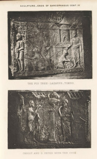 Sculpture - Ends of sarcophagus cent. IV, Two reliefs of sarcophagi, depicting Lazarus by a fig