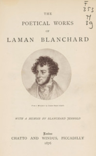 Photo reproduction of a drawing, depicting a portrait of Samuel Laman Blanchard, reproduction,