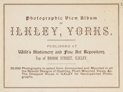 Photographic view album of Ilkley, Yorks, book, inscription: 'ex libris SFJ', publisher: Wild's