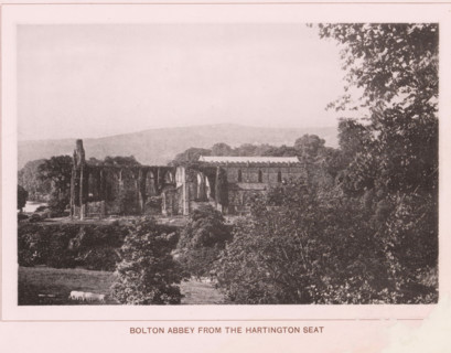 Bolton Abbey from the Hartington Seat, page, photomechanical print, c. 1890 - c. 1900, textile