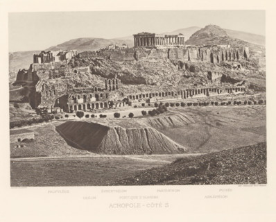 View of the Acropolis of Athens, Acropole-côté S, page, photomechanical print, inscription: