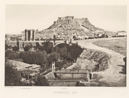 View of the Acropolis of Athens, Acropole-est, page, photomechanical print, Athens, cliché maker: