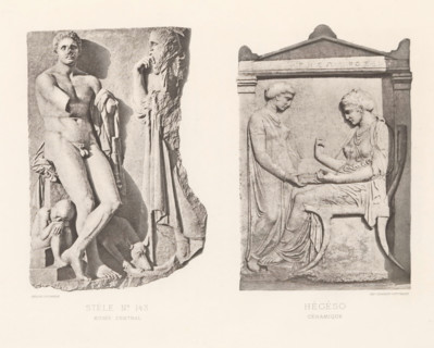 Hégéso céramique, Stele no. 143 musée central, Stele of Illissos and funerary stele of Hegesa,