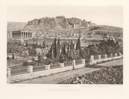 View of the Acropolis of Athens, Acropole- nord-ouest, page, photomechanical print, Athens, cliché
