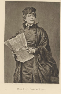 Miss Ellen Terry as Portia, page, photomechanical print, photographer: Window & Grove, cliché