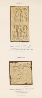 Tablet, probably of about 1300, Side of a mirror-case of about 1300, Two ivory objects, photograph,