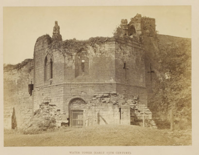 Water Tower (Early 13th Century), Ruin of a water tower of Kenilworth Castle, photograph, page,