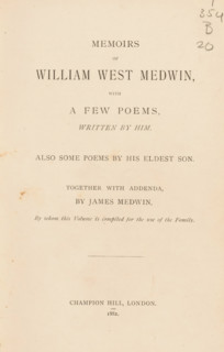 Memoirs of William West Medwin, with a few poems written by him, book, writer (clerical worker):