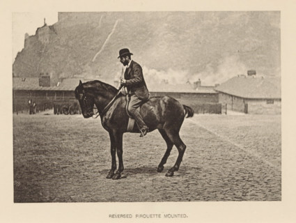 Man on horseback, Reversed pirouette mounted, page, photomechanical print, photographer: Alexander