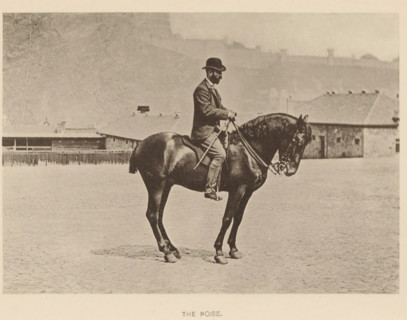 The poise, Man on a horse, page, photomechanical print, photographer: Alexander Nicol (possibly),