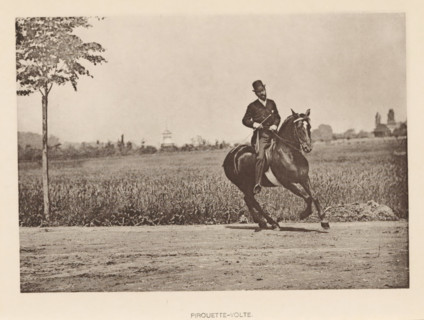 Pirouette-volte, Man on a horse in a pirouette, page, photomechanical print, cliché maker: Römmler