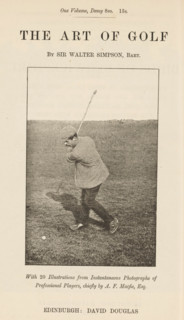 Man playing golf, page, photomechanical print, inscription: 'One Volume, Demy 8vo. 15s. The Art of